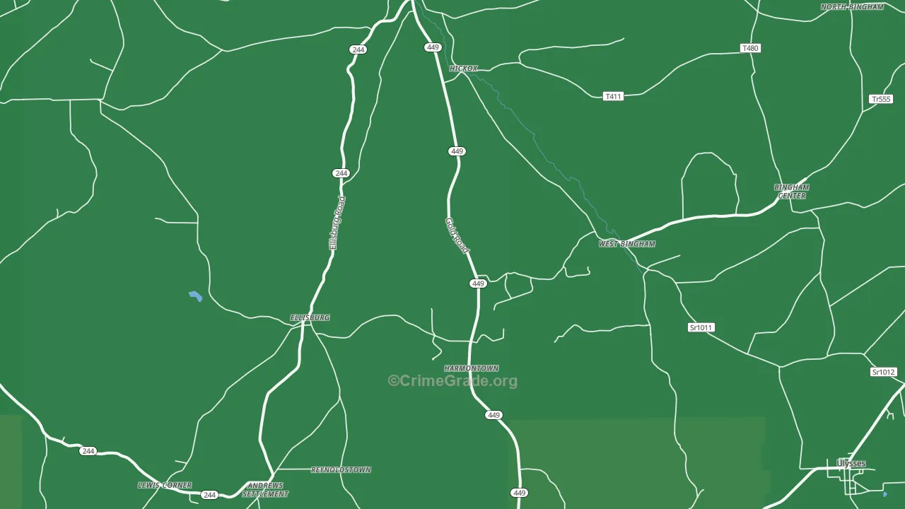 Genesee, PA Map of Vehicle Theft Rates