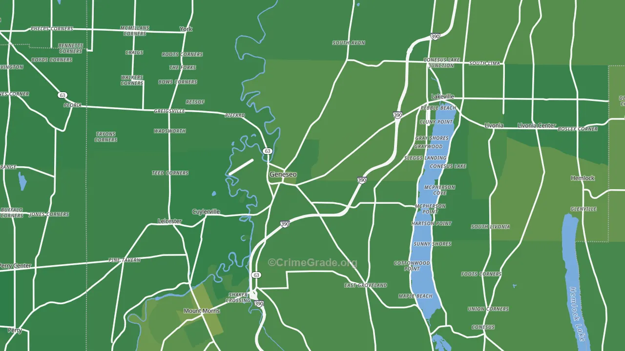 Geneseo, NY Map of Vehicle Theft Rates