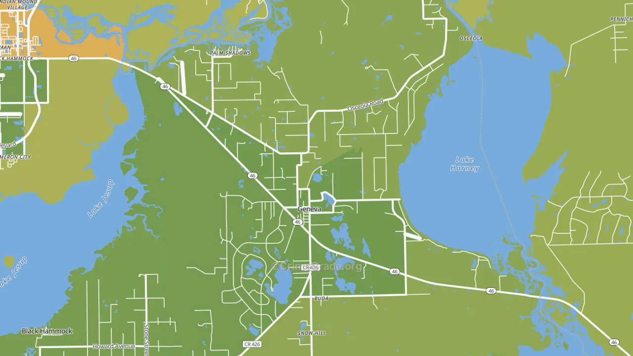 Geneva, FL Map of Vehicle Theft Rates