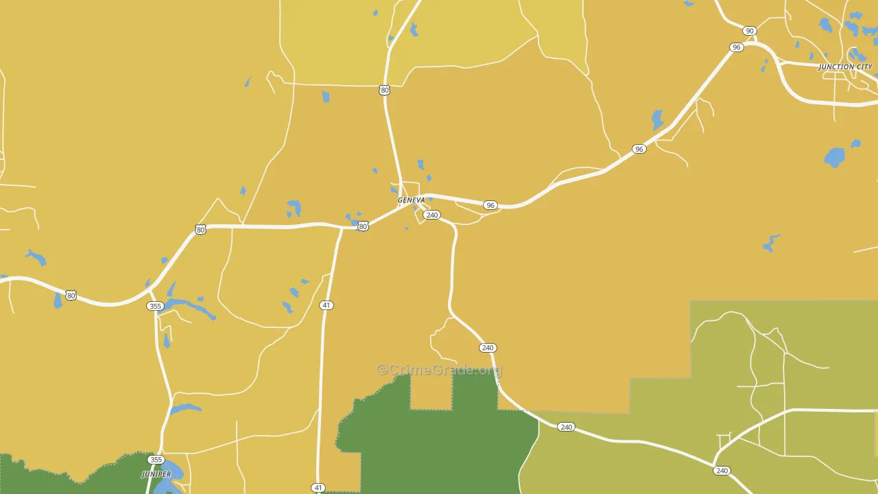 Geneva, GA Map of Vehicle Theft Rates