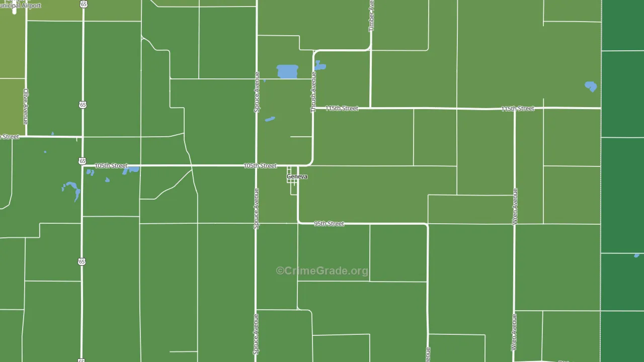 Geneva, IA Map of Vehicle Theft Rates