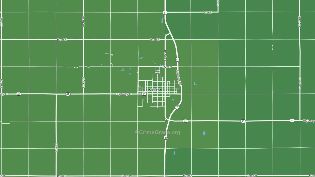 Geneva, NE Map of Vehicle Theft Rates