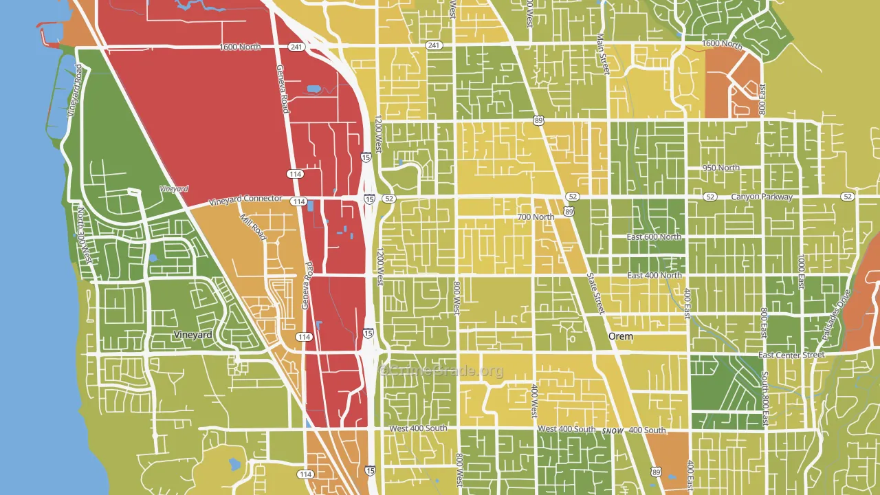 Geneva, Orem, UT Map of Vehicle Theft Rates