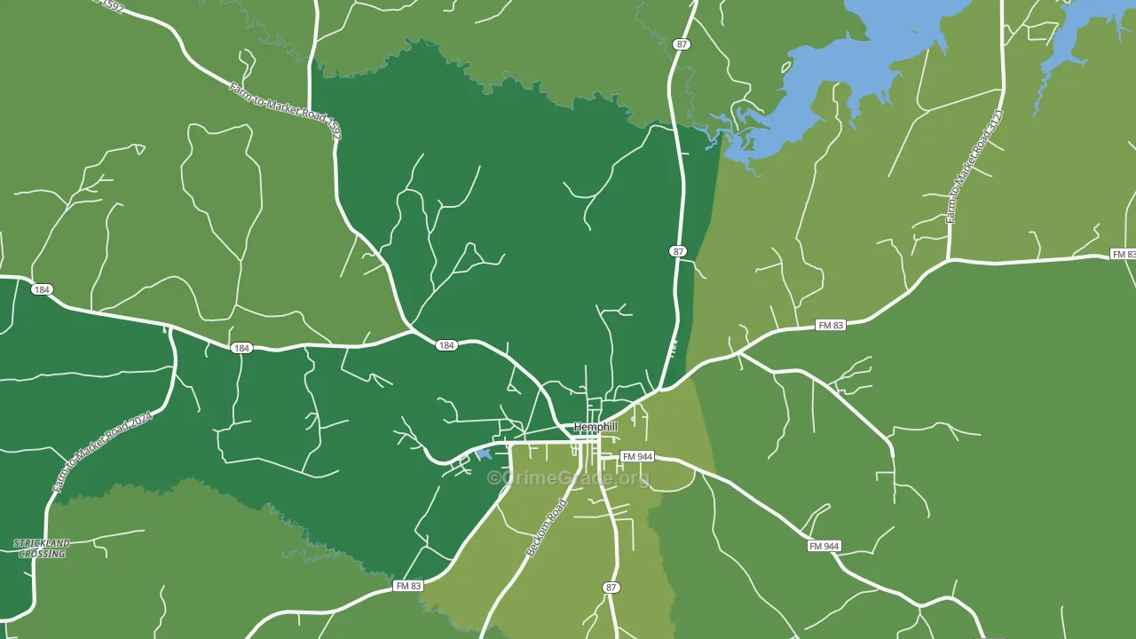 Geneva, TX Map of Vehicle Theft Rates