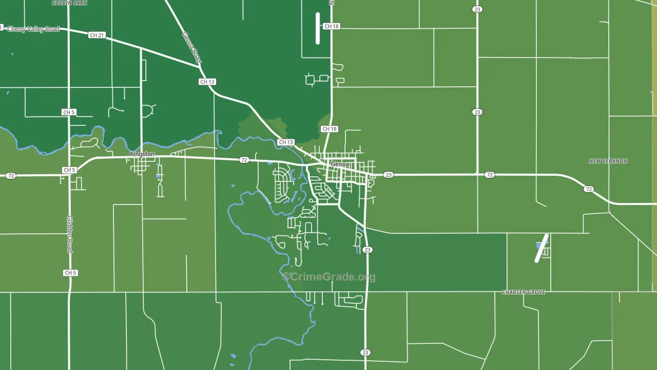 Genoa, IL Map of Vehicle Theft Rates