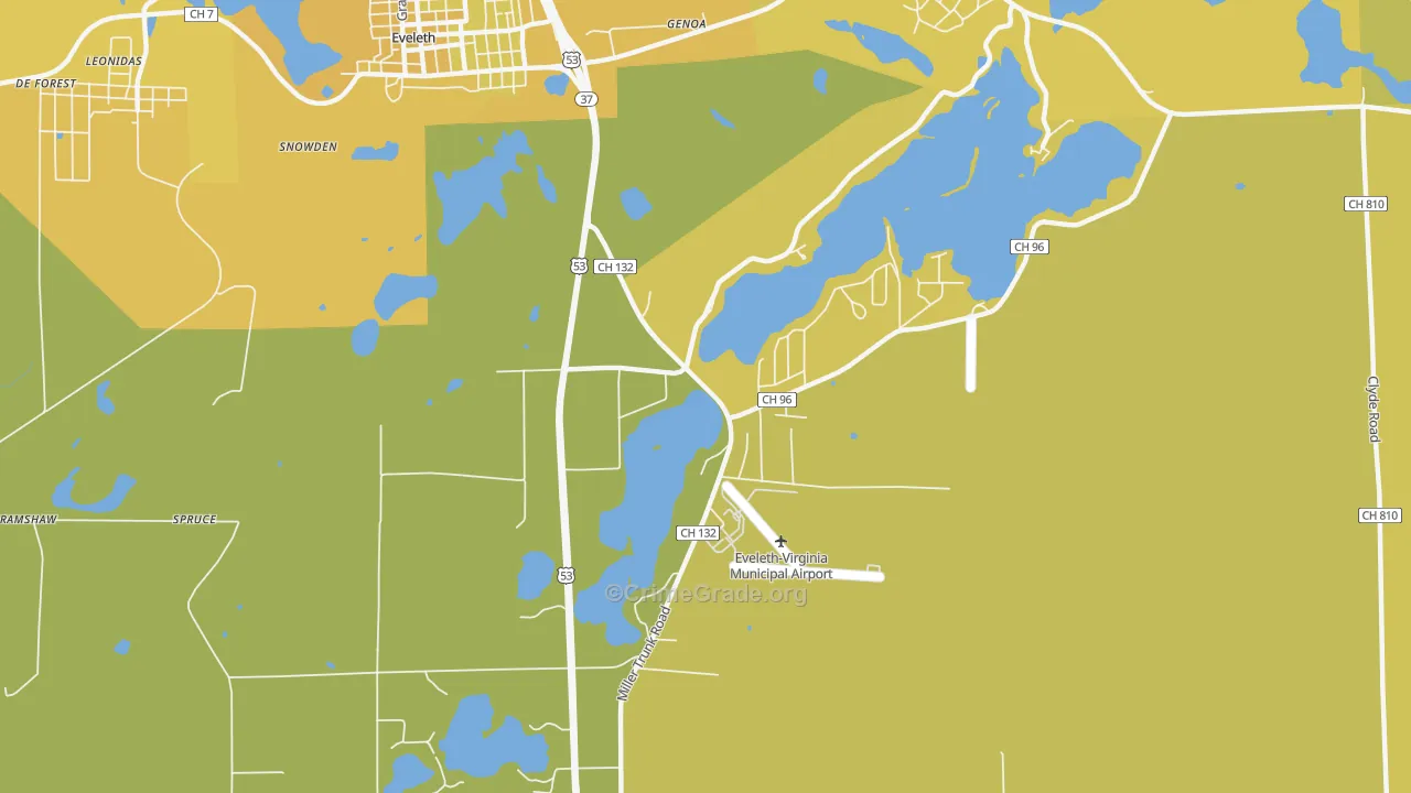 Genoa, MN Map of Vehicle Theft Rates