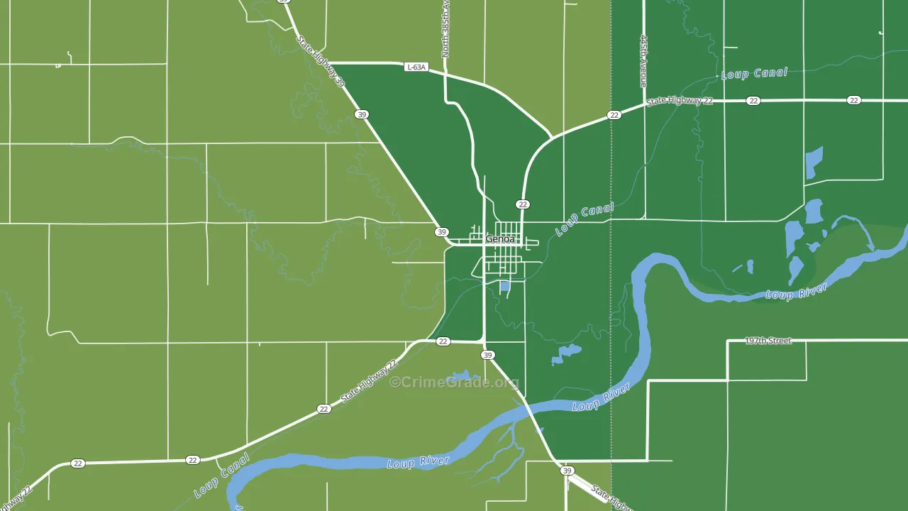 Genoa, NE Map of Vehicle Theft Rates