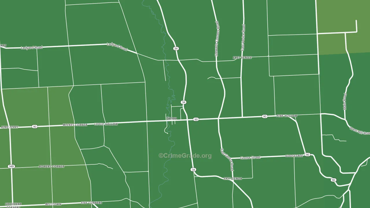 Genoa, NY Map of Vehicle Theft Rates