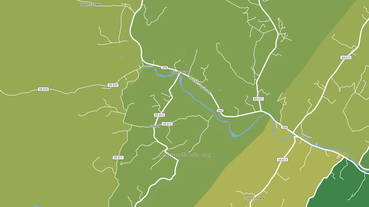 Genoa, VA Map of Vehicle Theft Rates