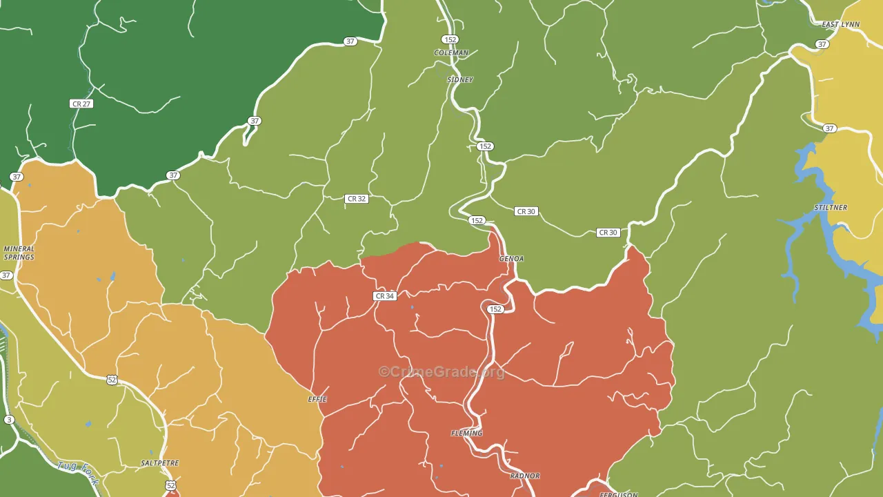 Genoa, WV Map of Vehicle Theft Rates