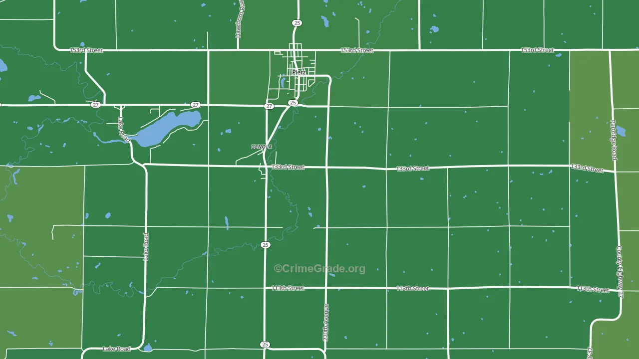 Genola, MN Map of Vehicle Theft Rates