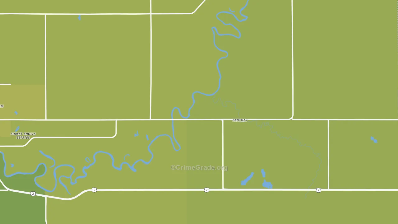 Gentilly, MN Map of Vehicle Theft Rates