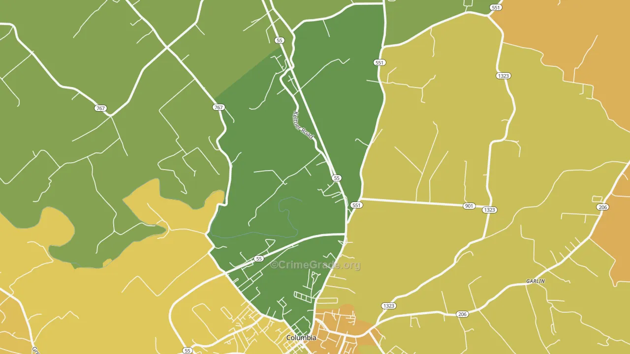 Gentrys Mill, KY Map of Vehicle Theft Rates