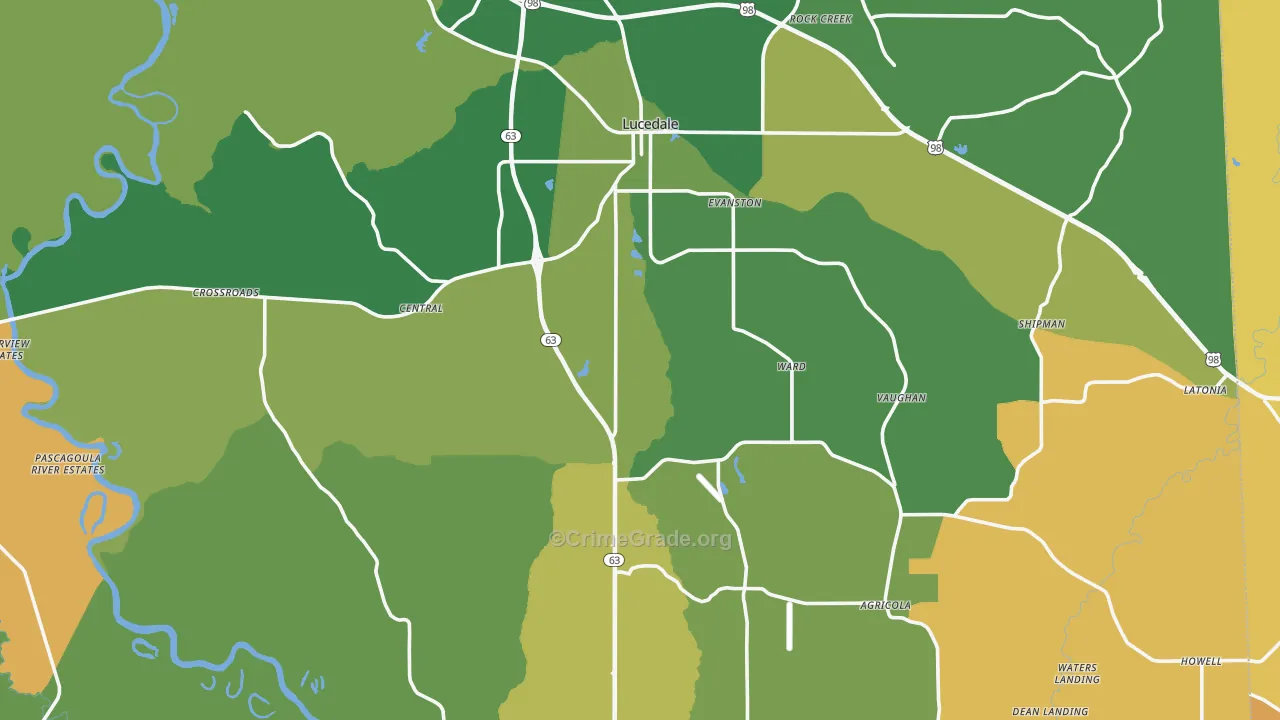 George County, MS Map of Vehicle Theft Rates