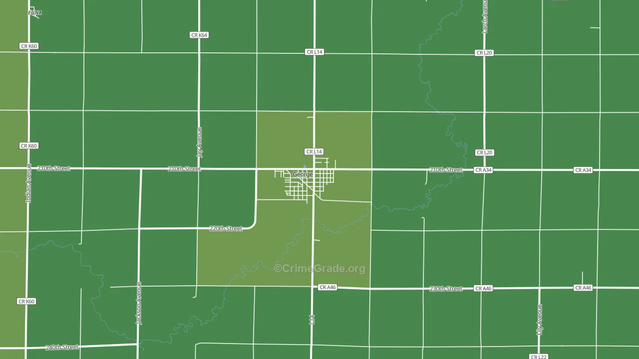 George, IA Map of Vehicle Theft Rates