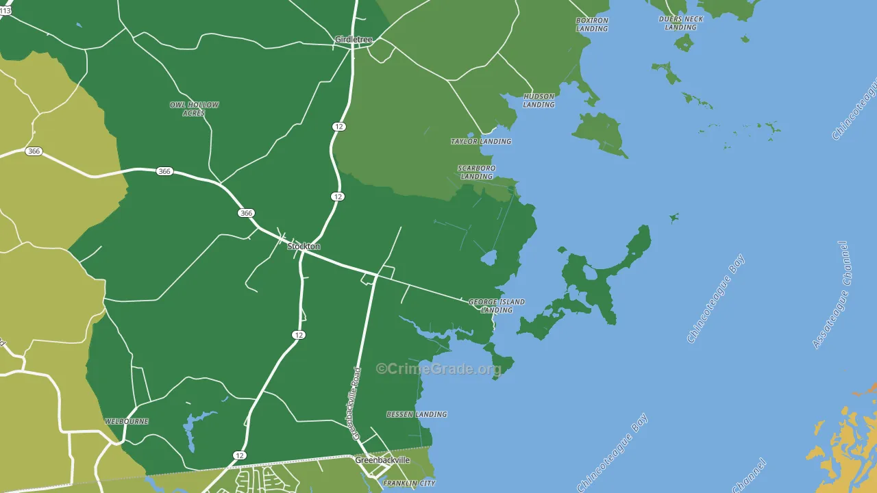George Island Landing, MD Map of Vehicle Theft Rates