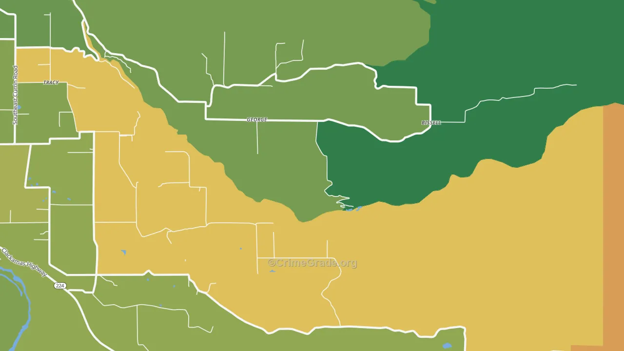 George, OR Map of Vehicle Theft Rates