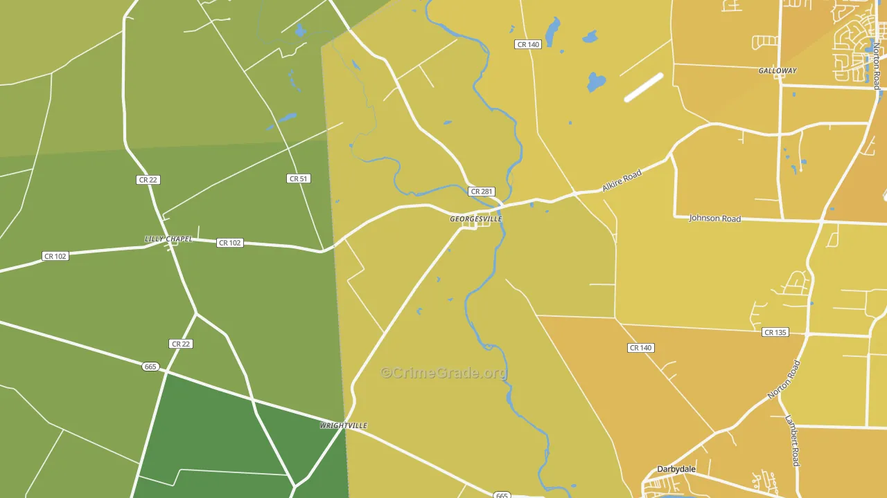 Georgesville, OH Map of Vehicle Theft Rates
