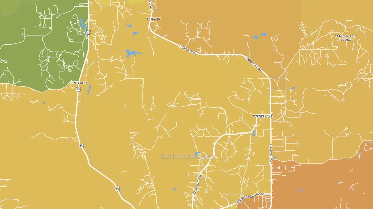 Georgetown, AL Map of Vehicle Theft Rates