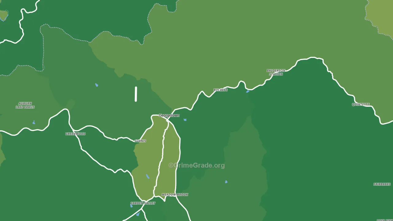 Georgetown, CA Map of Vehicle Theft Rates