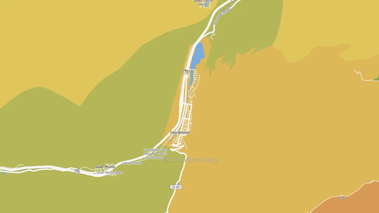 Georgetown, CO Map of Vehicle Theft Rates