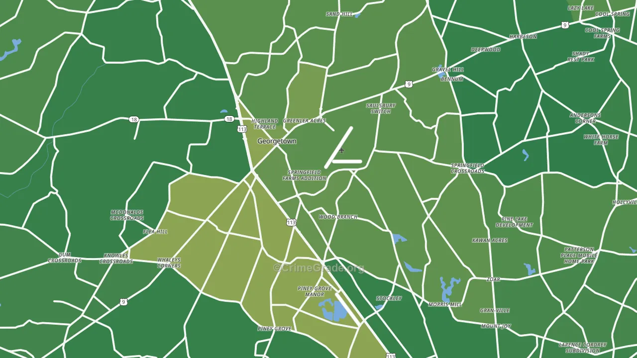 Georgetown, DE Map of Vehicle Theft Rates