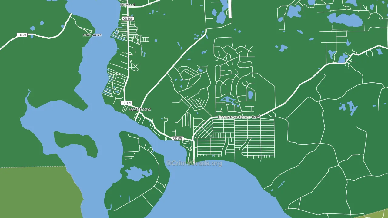Georgetown, FL Map of Vehicle Theft Rates