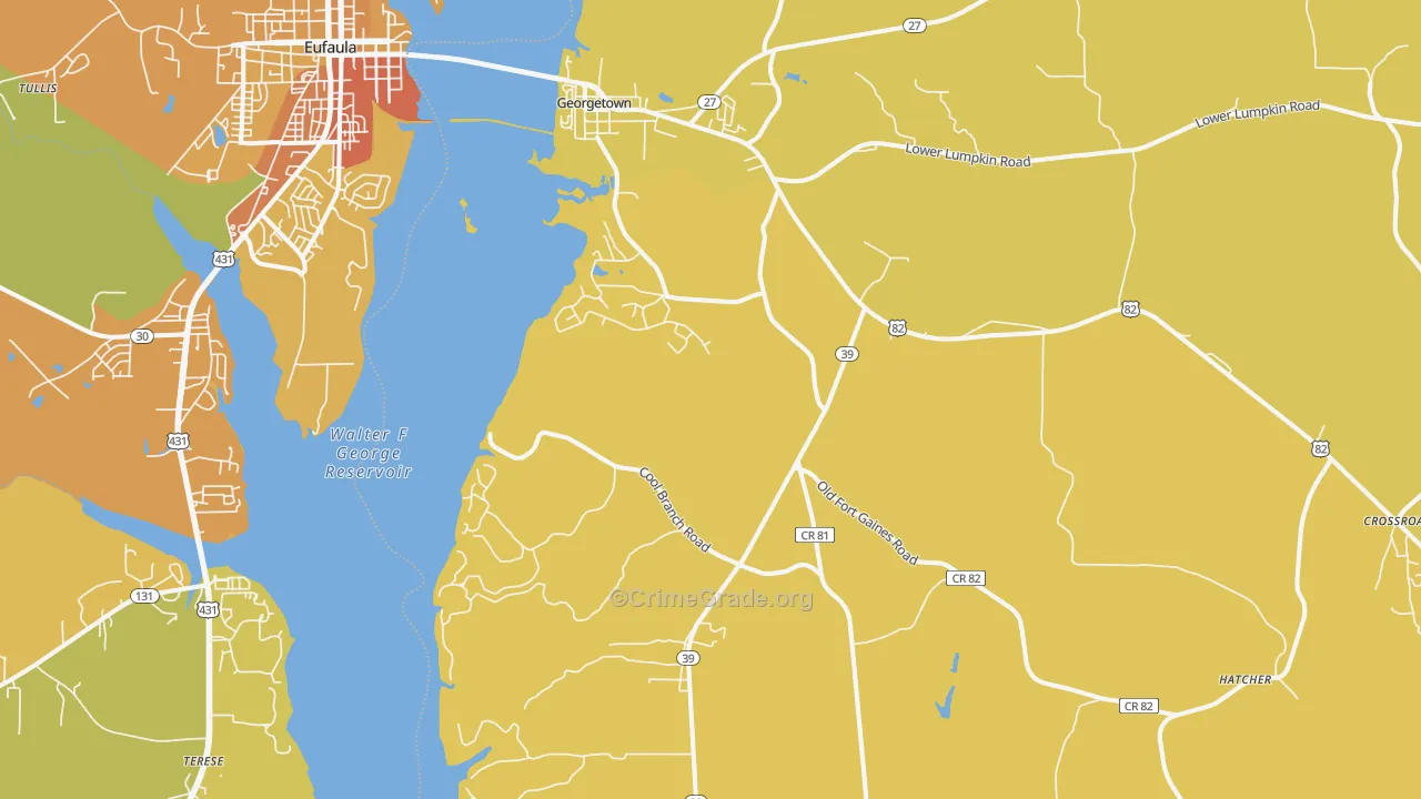 Georgetown, GA Map of Vehicle Theft Rates