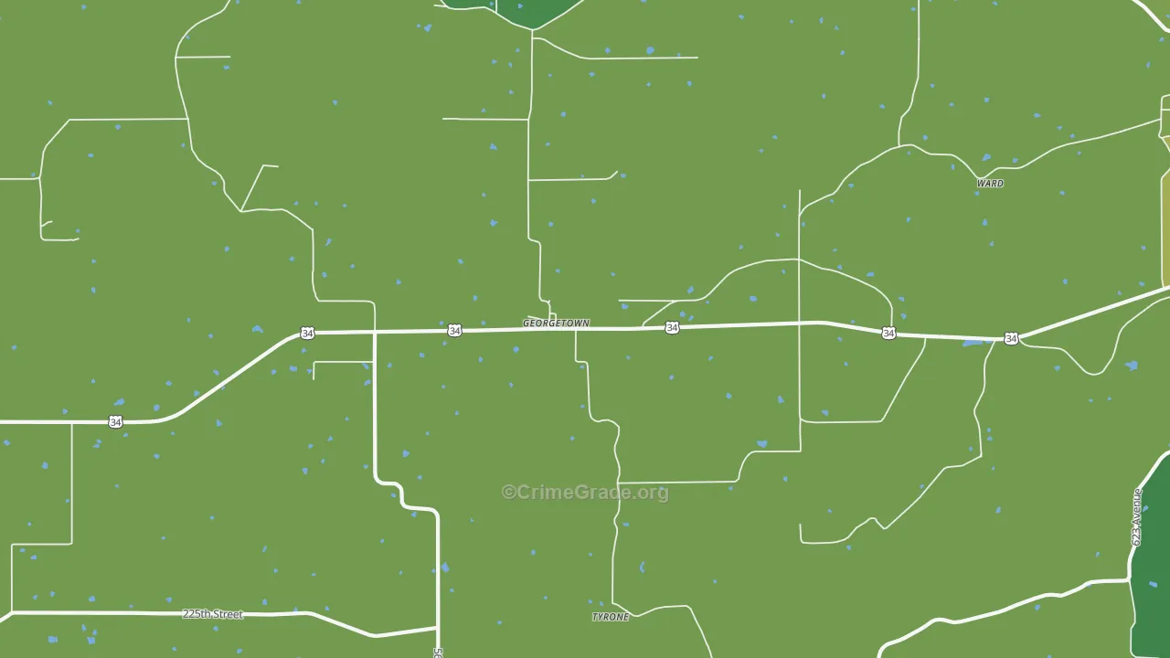 Georgetown, IA Map of Vehicle Theft Rates