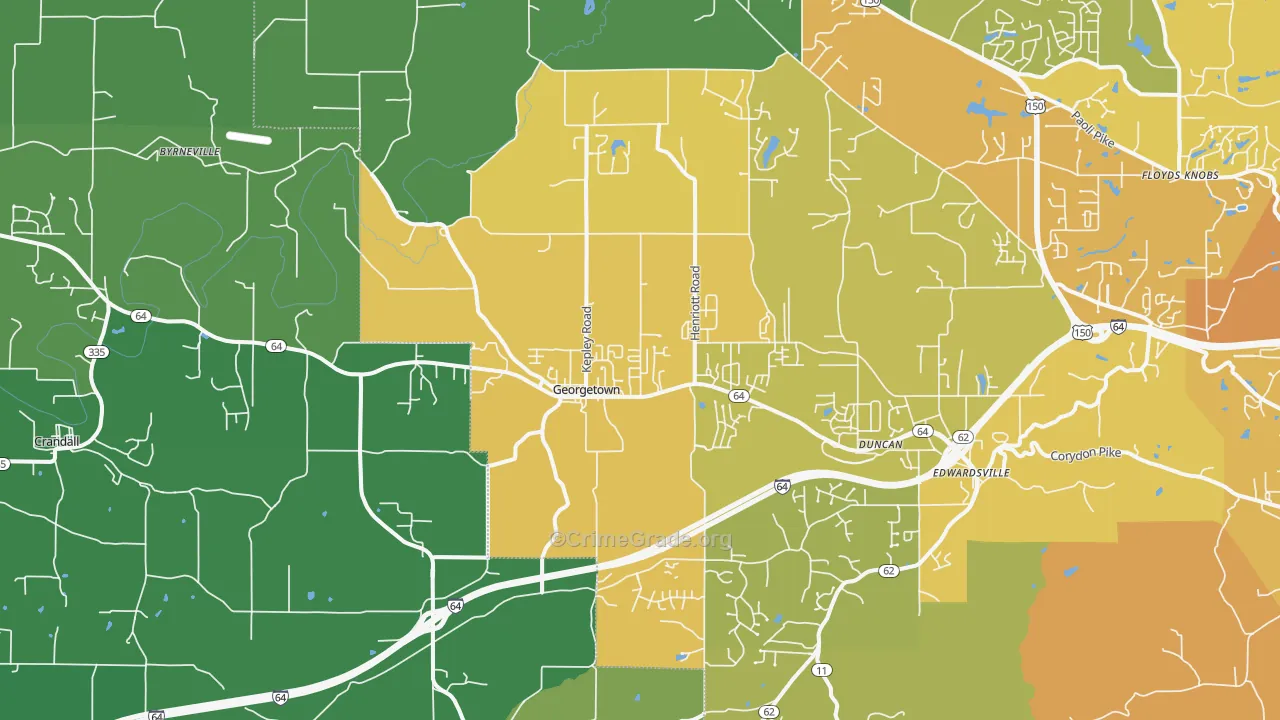 Georgetown, IN Map of Vehicle Theft Rates