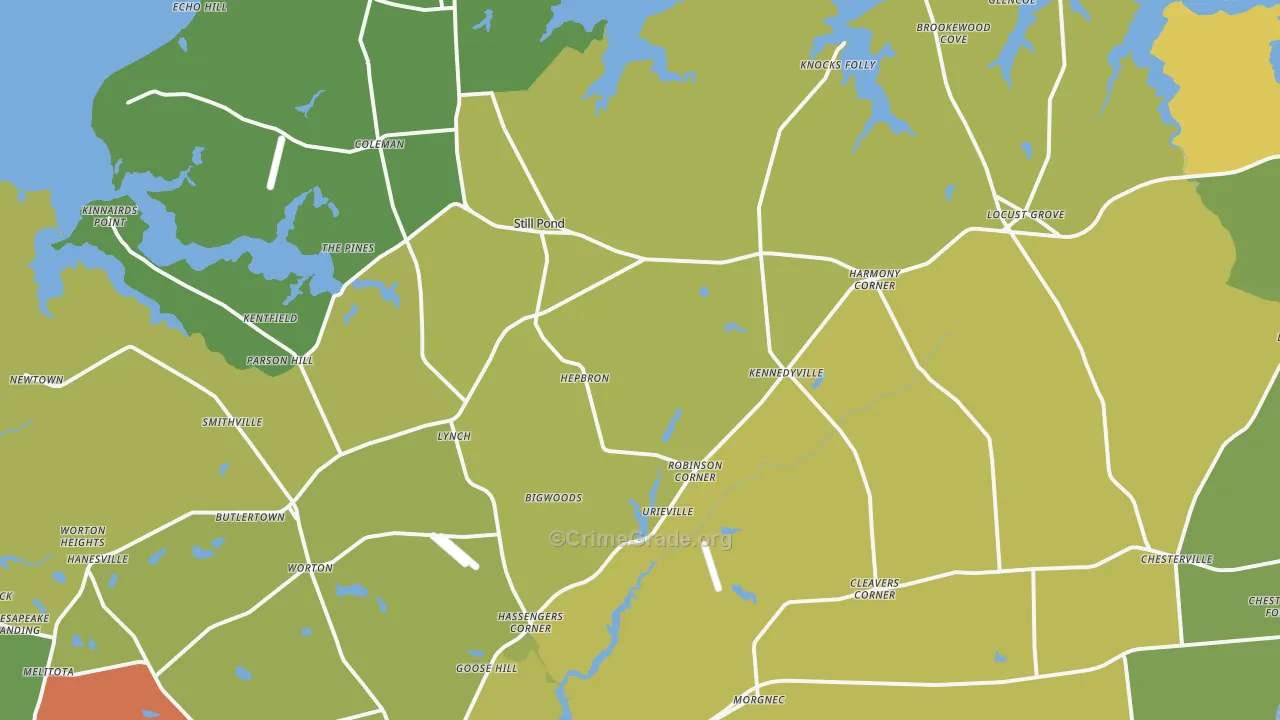 Georgetown, MD Map of Vehicle Theft Rates