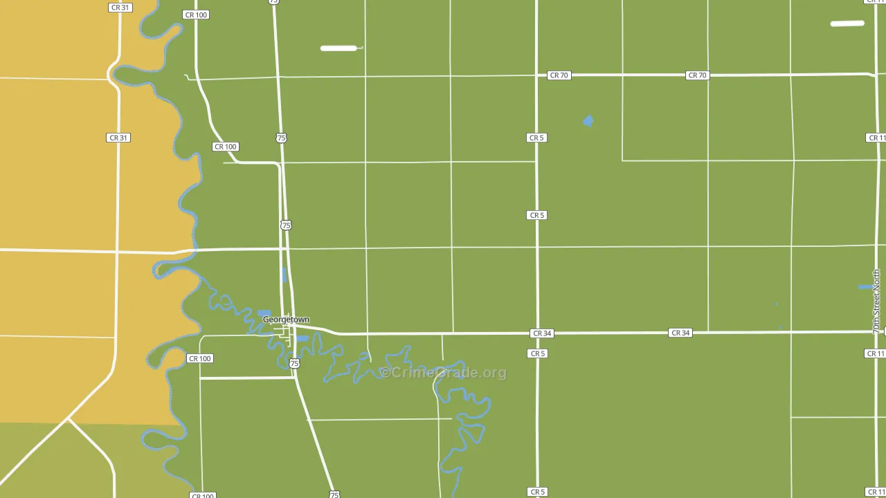 Georgetown, MN Map of Vehicle Theft Rates