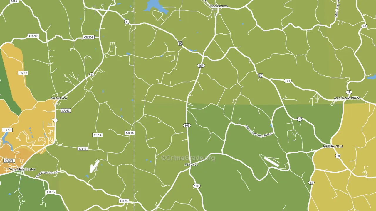 Georgetown, PA Map of Vehicle Theft Rates