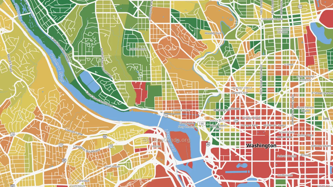 Georgetown, Washington, DC Map of Vehicle Theft Rates