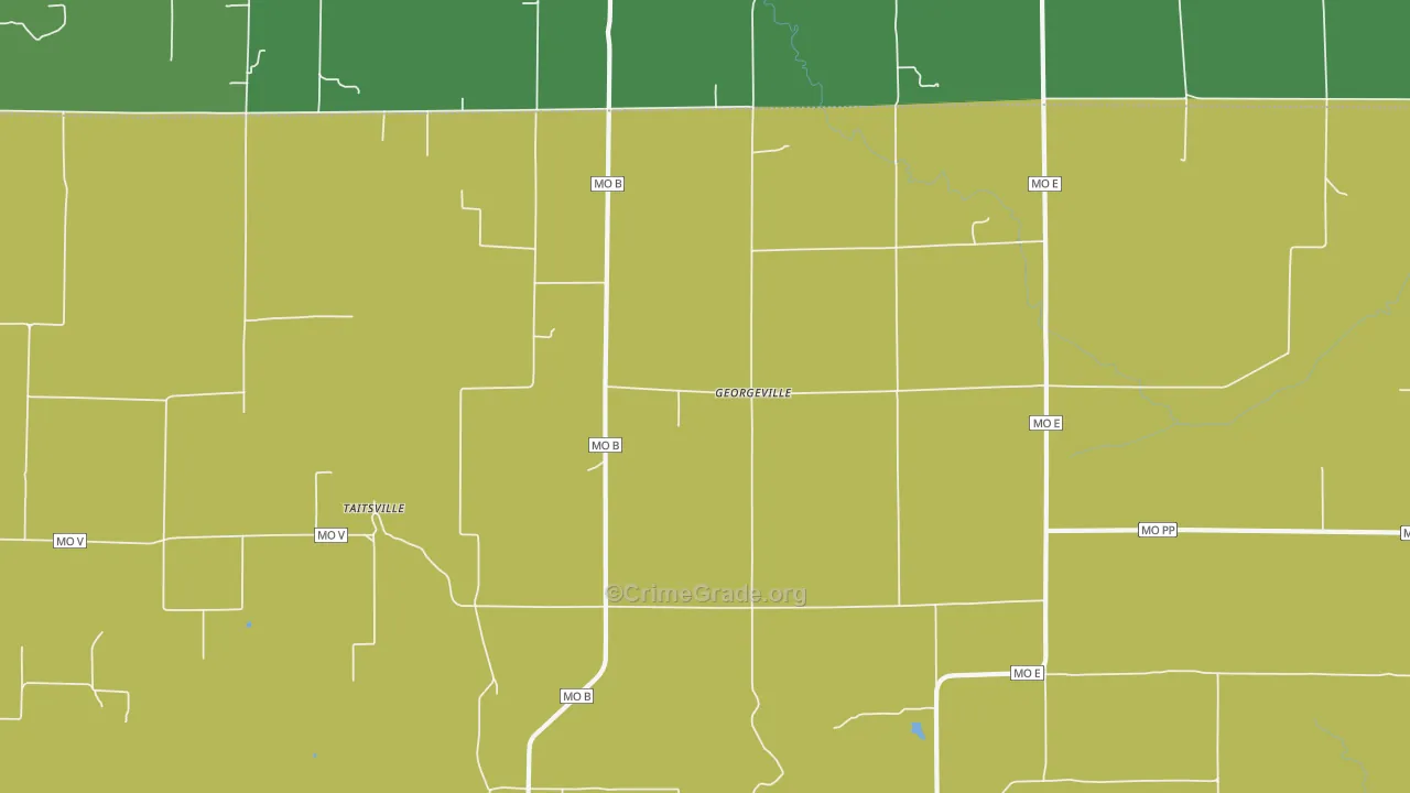 Georgeville, MO Map of Vehicle Theft Rates