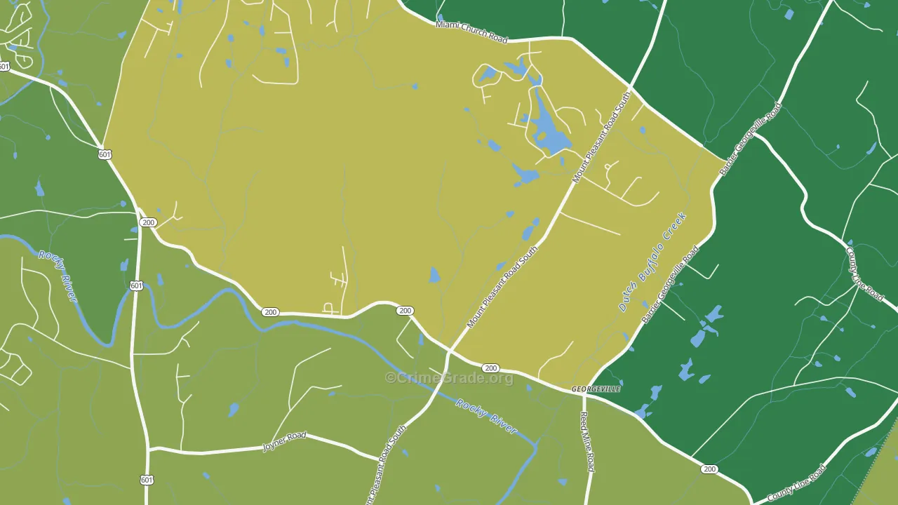 Georgeville, NC Map of Vehicle Theft Rates