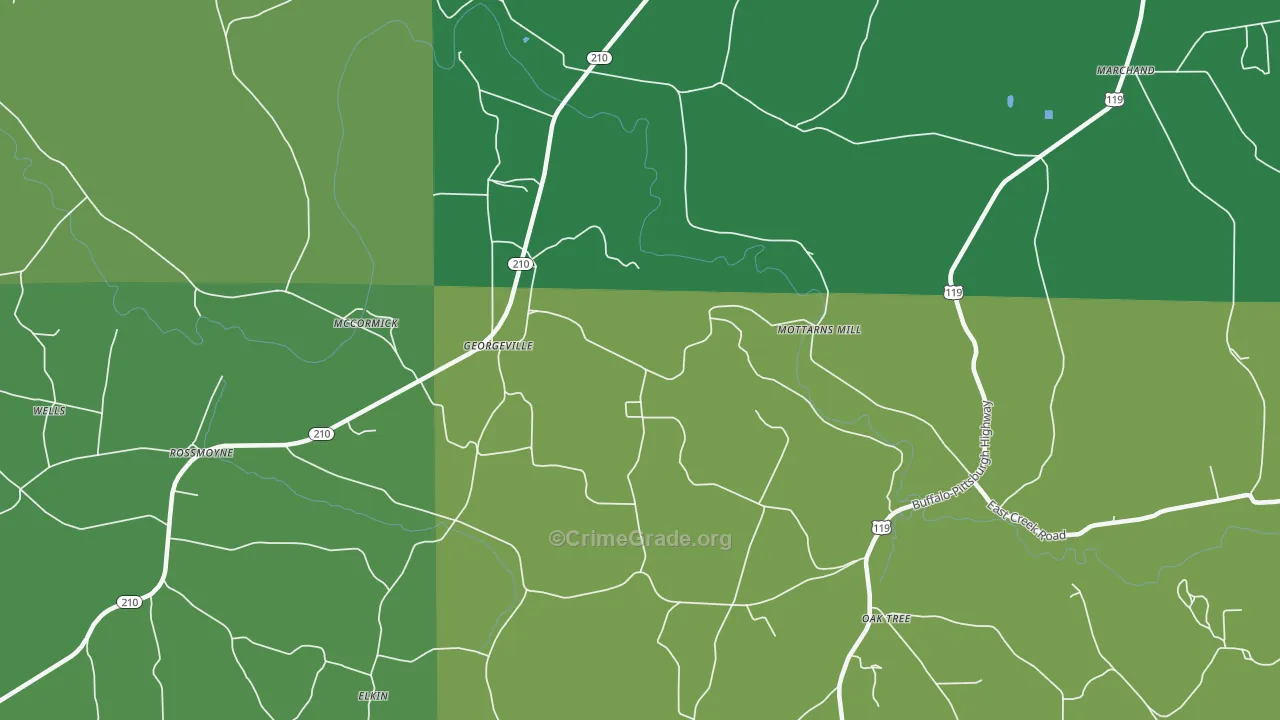 Georgeville, PA Map of Vehicle Theft Rates