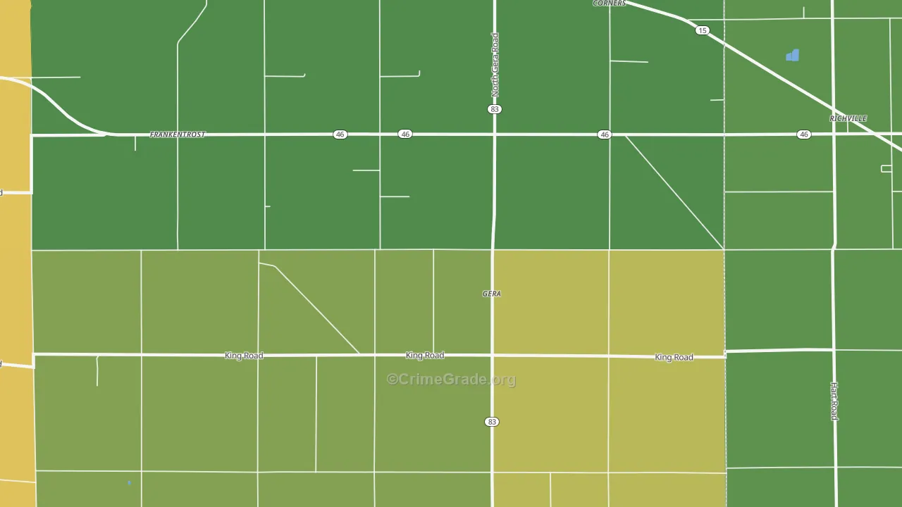 Gera, MI Map of Vehicle Theft Rates