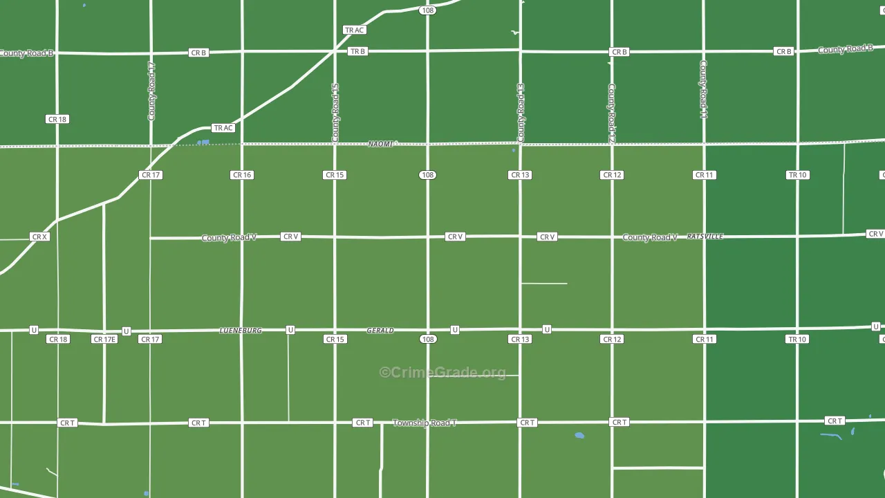 Gerald, OH Map of Vehicle Theft Rates