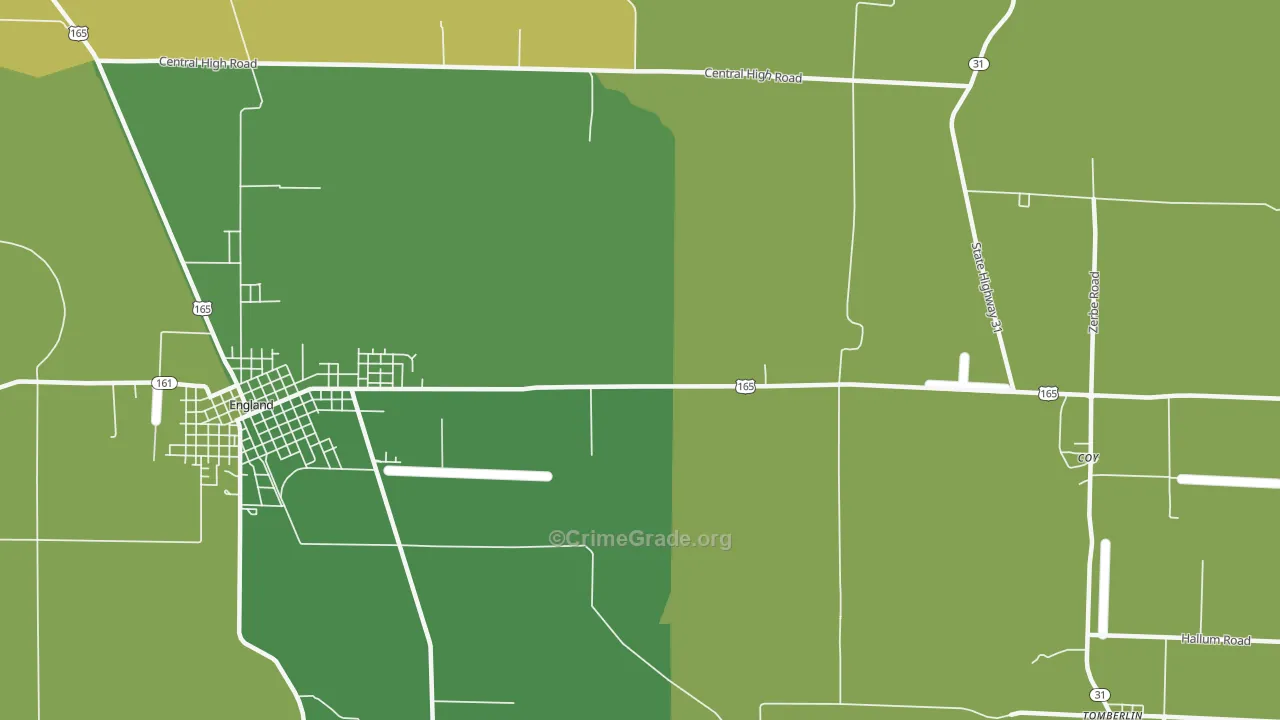 Geridge, AR Map of Vehicle Theft Rates
