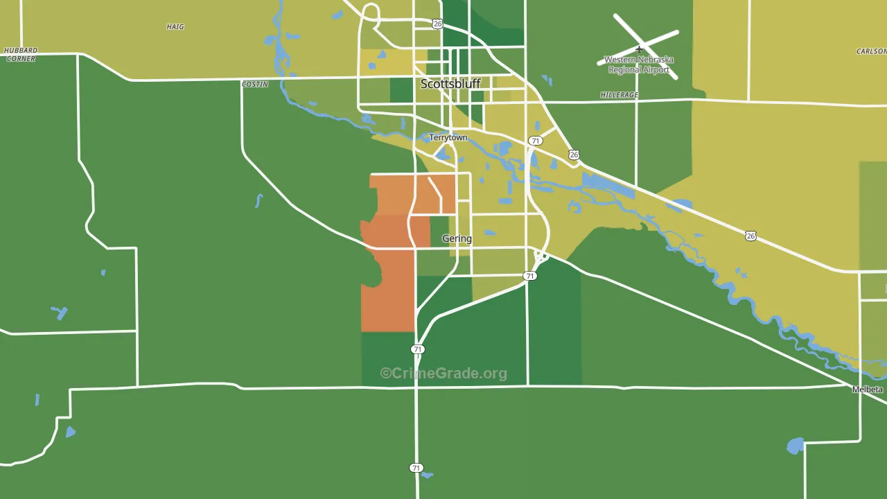 Gering, NE Map of Vehicle Theft Rates