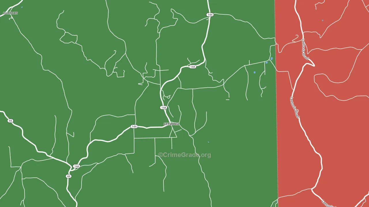 Germania, PA Map of Vehicle Theft Rates
