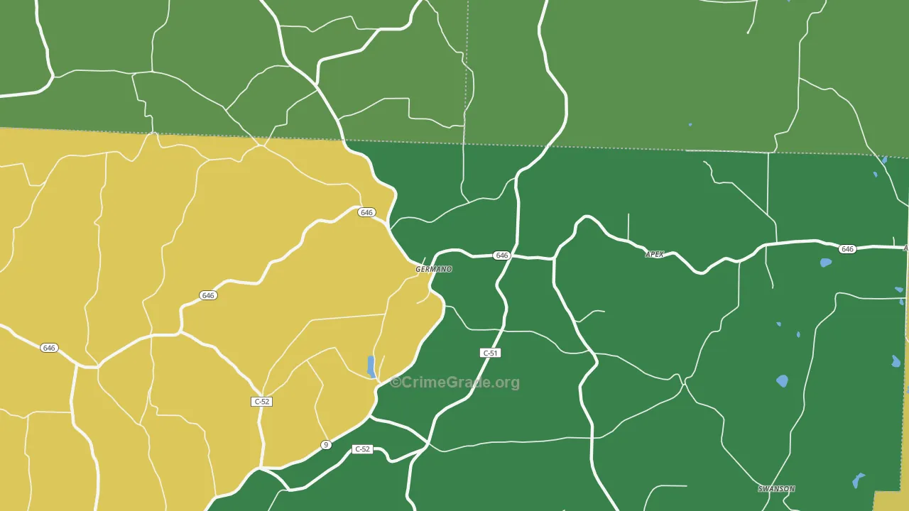 Germano, OH Map of Vehicle Theft Rates