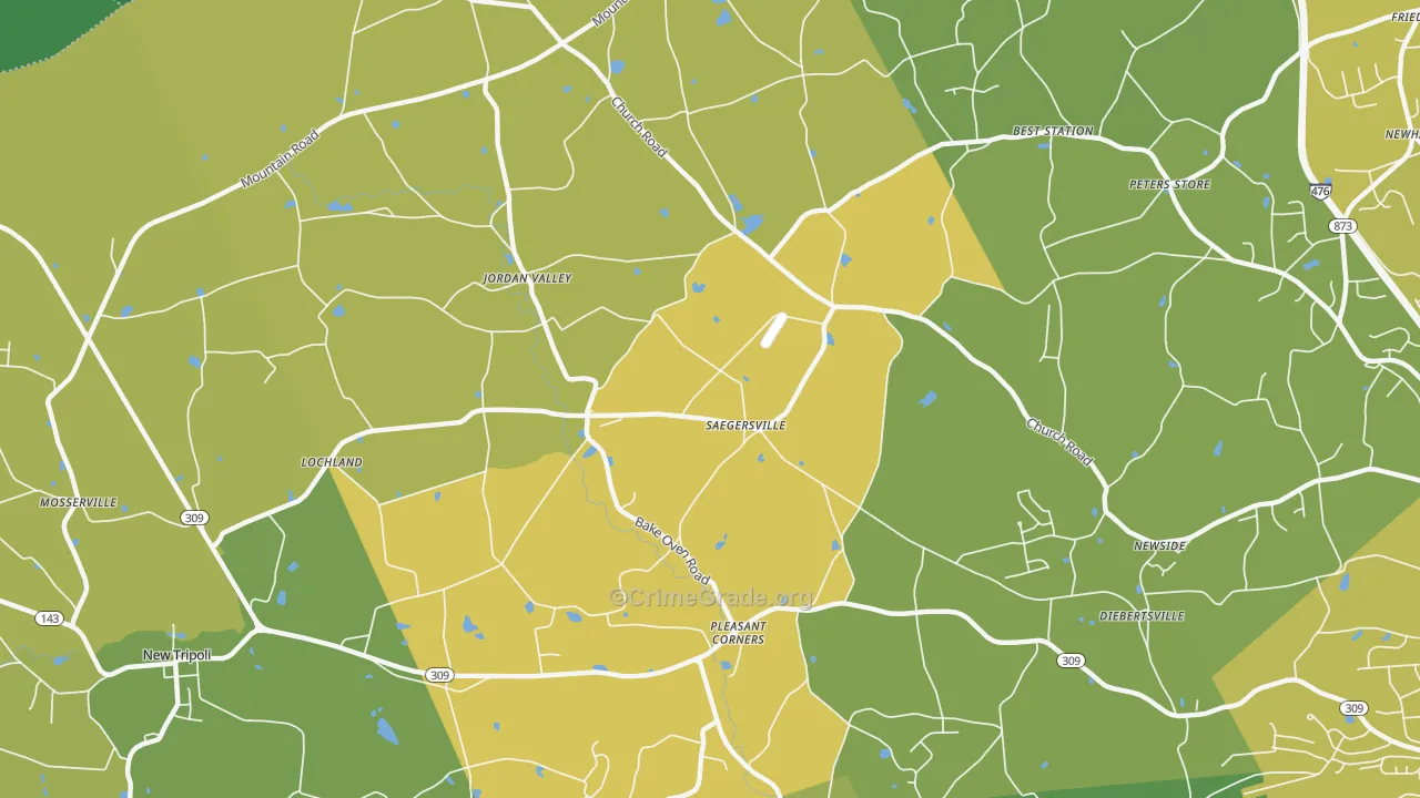 Germansville, PA Map of Vehicle Theft Rates