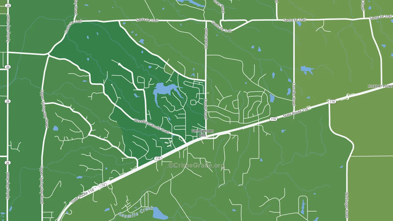 Germantown Hills, IL Map of Vehicle Theft Rates