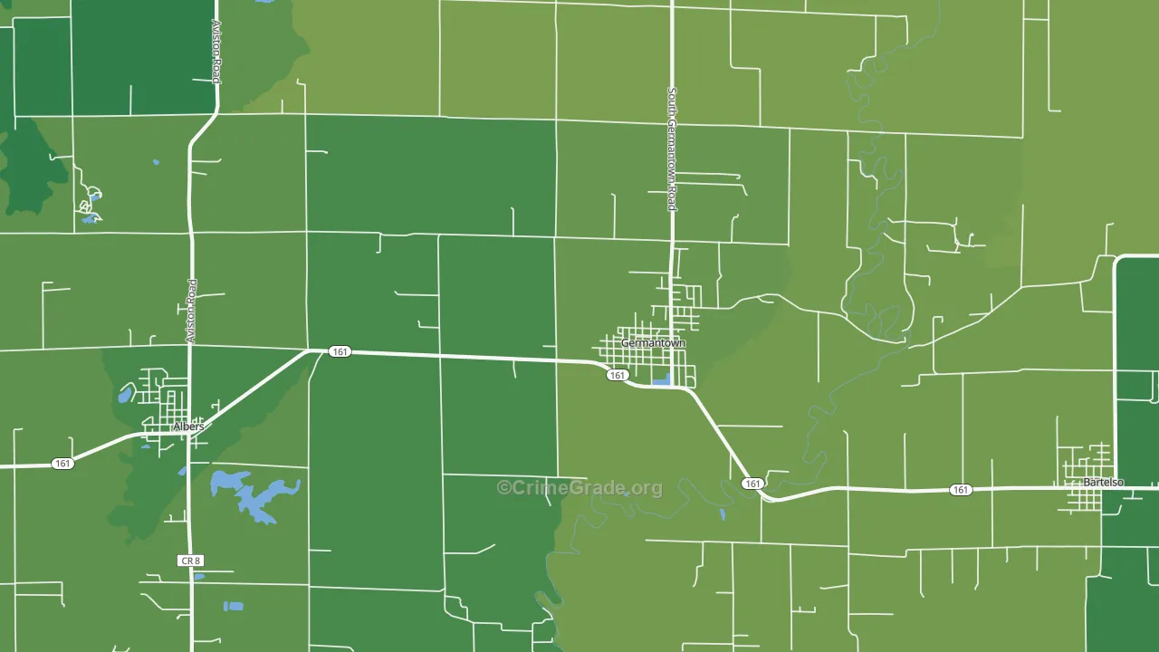 Germantown, IL Map of Vehicle Theft Rates