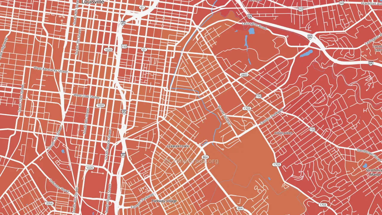 Germantown, Louisville, KY Map of Vehicle Theft Rates
