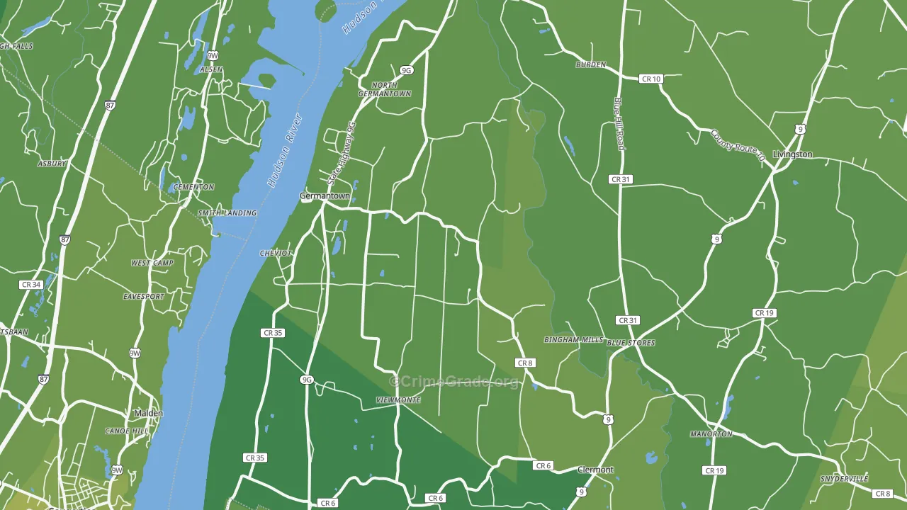 Germantown, NY Map of Vehicle Theft Rates