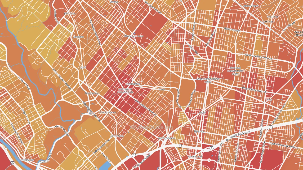 Germantown, Philadelphia, PA Map of Vehicle Theft Rates