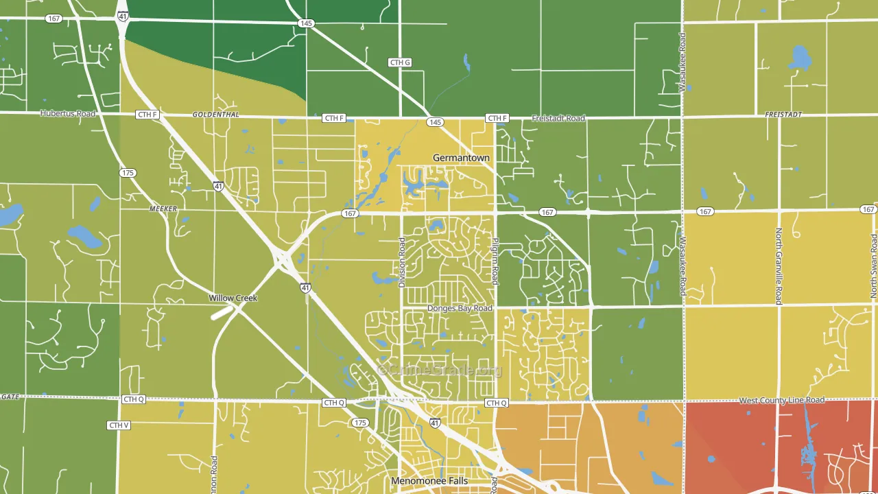 Germantown, WI Map of Vehicle Theft Rates